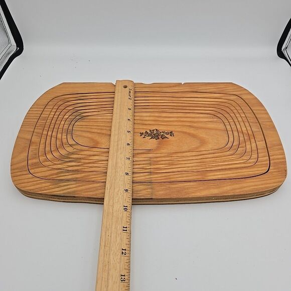 Vintage Deep Spring Collapsible Handcrafted Wood Basket Foldable Oval Home Decor - Picture 8 of 8